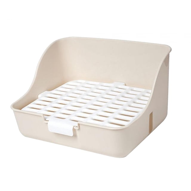 GROWTH TANK Rabbit Litter Box Detachable Cleaning Potty Trainer Corner Pet Toilet for Guinea White