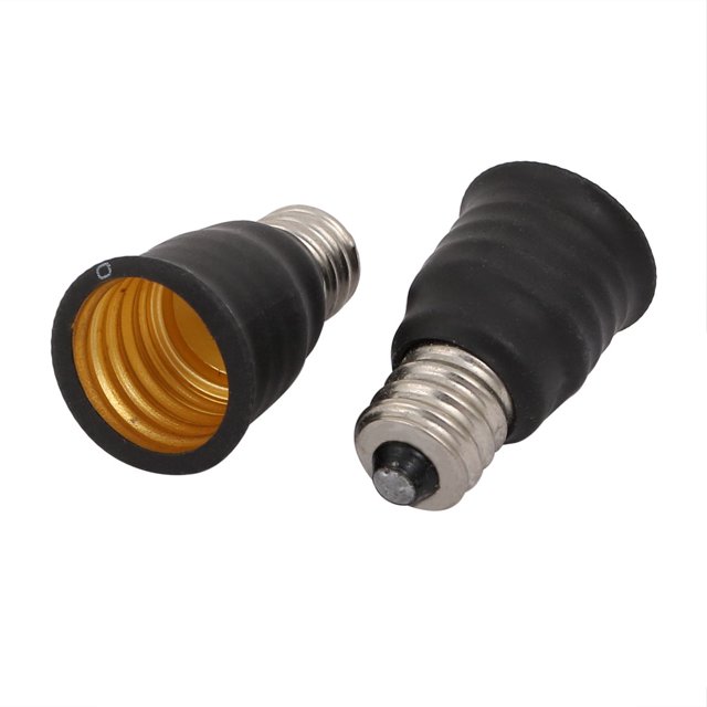 Unique Bargains 2pcs E12 to E17 Lamp Extender Adapter Converter Light Bulb Socket Holder Black