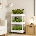 thumbnail image 4 of 4 Tier Rolling Plant Stand Space Saving Storage Cart with Wheels Easy Assembly for Indoor Outdoor Use, 4 of 6