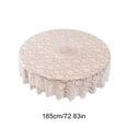 thumbnail image 3 of White Round Tablecloth Polyester Sheer Lace Embroidered with Hollowed-out Non-slip Design for Dining Tables 185 cm, 3 of 6