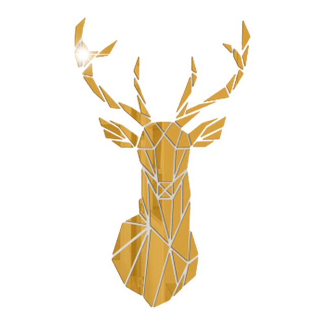 Decodeary Self Adhesive 3D Deer Head Mirror Wall Sticker For Easy Application gold L 1Set