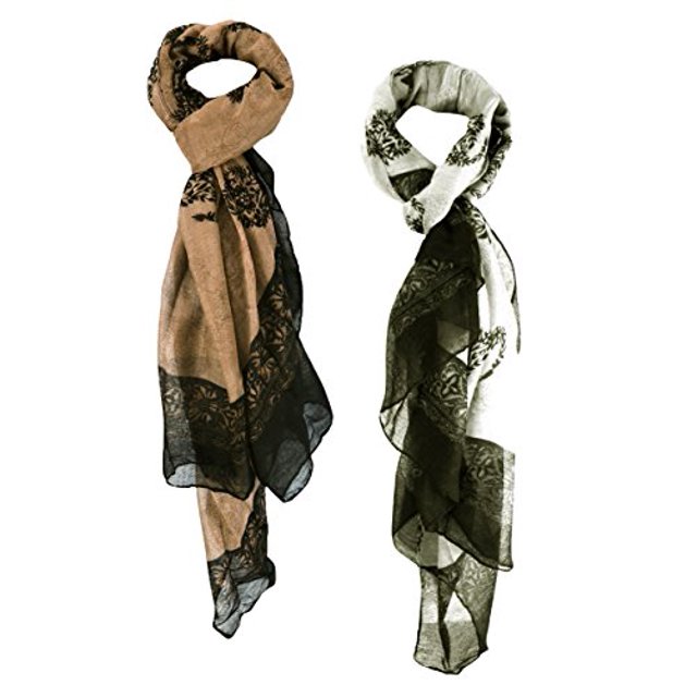 Peach Couture Paisley Flower Graphic Design Lightweight All Season Scarf