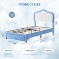 thumbnail image 2 of Twin Size Upholstered LED Platform Bed Frame with Storage Drawer Velvet No Box Spring Needed Blue, 2 of 7