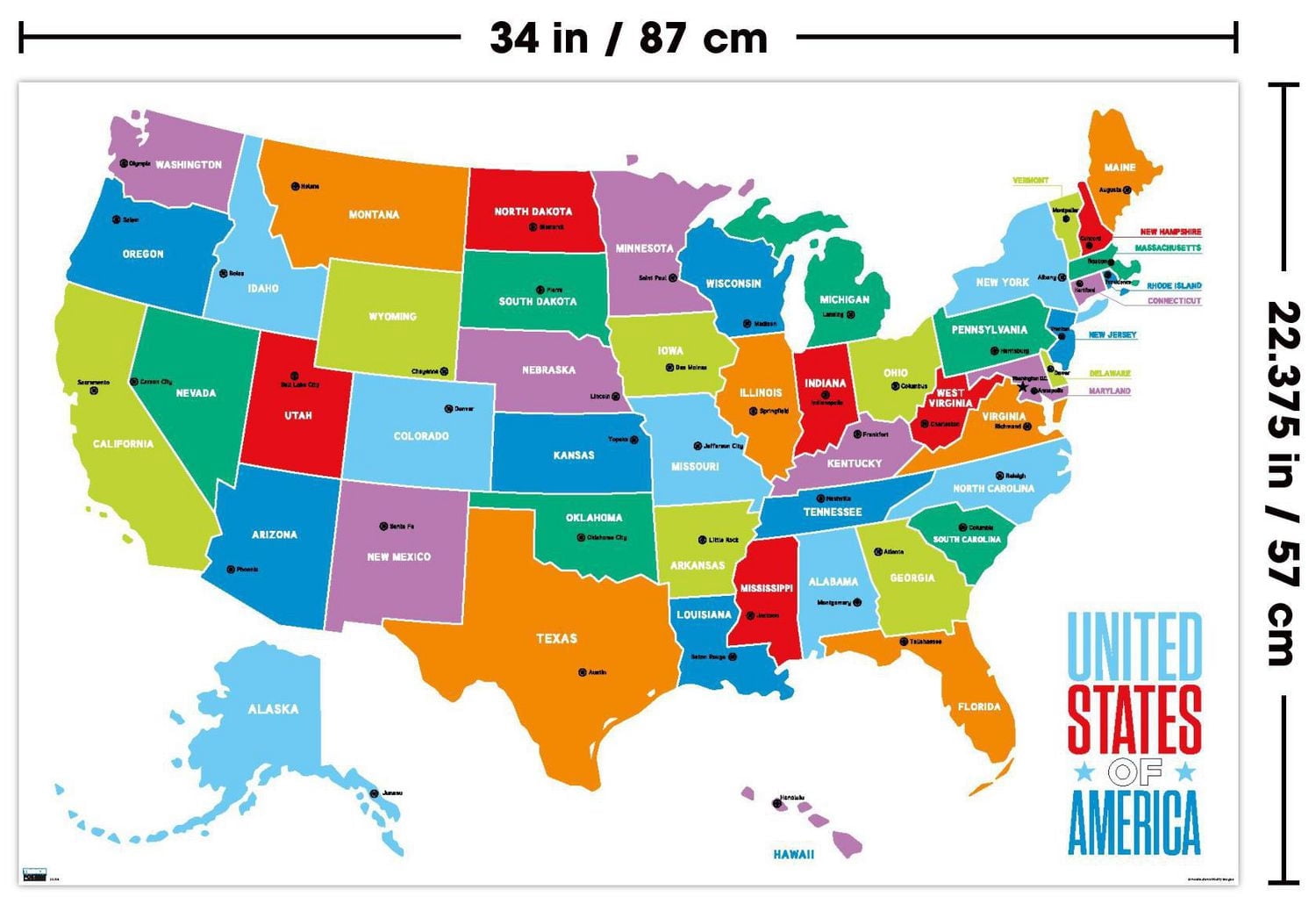 Map - United States Of America 2022 Wall Poster, 22.375" x 34"