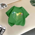 thumbnail image 5 of LUOGENLI T-Shirt pour Filles Enfant Filles Mignon Mode Imprimé Col Rond Manches Courtes Tee Été Décontracté Doux Ample T-Shirt Hauts Maxi Chemises pour Filles Été 2025 Vert 2-4 Ans, 5 of 5