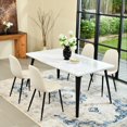 thumbnail image 2 of Homy Casa 63 inch Modern Dining Set, Dining Table with 4 Chairs, Beige Fabric, 2 of 10