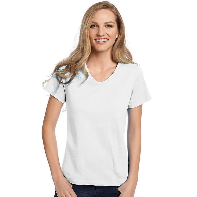 Hanes T-Shirt Col en V Coupe Décontractée pour Femmes ComfortSoft - 5780