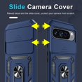 thumbnail image 5 of KOMI Case Compatible with Google Pixel 9 Pro XL Built in Slide Camera Lens Cover+Screen Protector+Finger Ring Holder Kickstand,Heavy Duty Shockproof Full Body Protective Phone Cover, Blue, 5 of 5