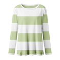 thumbnail image 5 of ManxiVoo T-Shirt à Manches Longues pour Femme à Rayures Imprimées, Col Rond, Confortable, T-Shirt Graphique d'Automne, Blouse Légère, Taille P, Vert Menthe, 5 of 5
