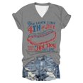 thumbnail image 1 of TSADFHJI T-Shirts pour Femmes Col en V Col Rond Imprimé Lettre Manches Courtes Col O T-Shirt Haut m Gris, 1 of 3