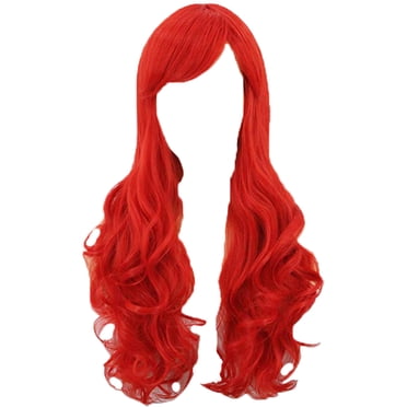 Riforla Little Ariel Wig Wavy Wig Synthetic Long Red Curly Wigs Womens Wigs Red