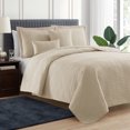thumbnail image 1 of Clara Clark 5 Piece Quilt Set, Modern Style Ellipse Weave Bedspread, King, Beige Cream, 1 of 4