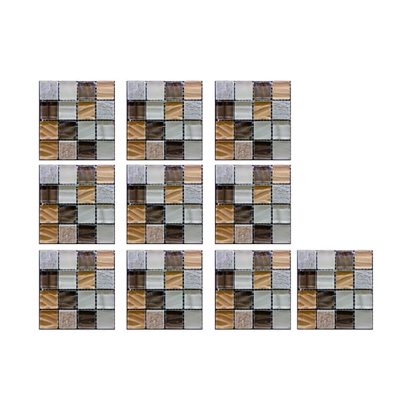 10 Sheet Peel and Stick Backsplash Waterproof Mosaic Stick on Backsplash for Kitchen Self Adhesive Subway PVC Backsplash Tile for Bathroom Kitchen Cabinet Shower 4"x4"