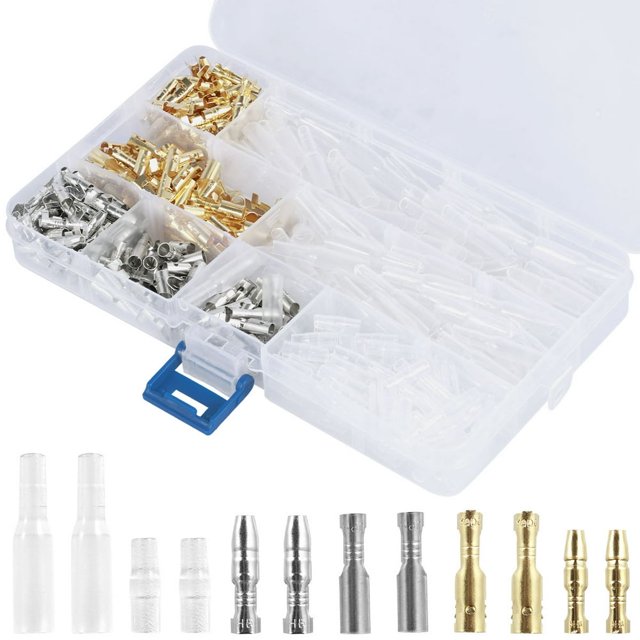 MesaSe 400Pcs Male Female Connector Terminals 3.9mm Safe Electrical Wire Connector Terminal with Insulating Sleeves Brass Wire Connector Set for Motorcycles Cars RVs Marine