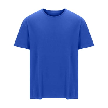 SROBPTY Mens Summer Top, Short Sleeve Shirts for Men, Men's Summer Casual Loose Short Sleeve Round Neck T Shirt Blue, XL