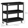 thumbnail image 3 of DURHAND 3 Tier Rolling Tool Cart, 330 LBS Capacity Utility Cart, Black, 3 of 10
