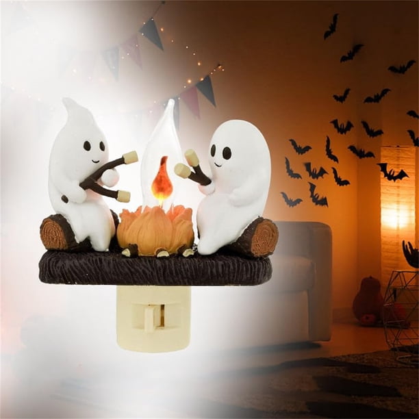Ghost Campfire Flickering Night Light – LED Spooky Flame Plug-in Wall Light, Halloween Decor For Bedroom, Hallway, Party Gift
