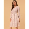 thumbnail image 2 of INSPIRE CHIC Robe Midi à Manches Longues Évasée à Col en V à Imprimé Floral pour Femme, 2 of 6