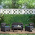 thumbnail image 2 of CorLiving Ensemble de Patio en Rotin Noir avec Coussins Bleus 4 Pcs, 2 of 8