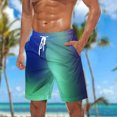 thumbnail image 3 of Cameland Large Size Shorts Men, Gradient Drawstring Elastic Waist Shorts Summer Casual Beach Quick Dry Shorts, 3 of 5