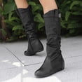 thumbnail image 1 of Fankiway Bottes Hautes Décontractées pour Femmes, Talon Compensé Caché, Bride à Boucle, Bottes d'Hiver Mode, Noir, 1 of 7