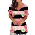 thumbnail image 2 of Débardeurs Grande Taille pour Femmes Col Rond Imprimé T-Shirts Manches Courtes Blouse Ample Col en V T-Shirt Femmes en Solde, 2 of 5