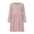 thumbnail image 4 of Robes en Coton pour Femmes Décontractées Été Mode Décontractée Col Rond Bouton Manches Longues Robe en Coton et Lin Longueur Genou Poche Robes Unies Robes en Lin pour Femmes Décontractées Été, 4 of 5