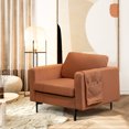 thumbnail image 3 of Costway Fauteuil d'Appoint Moderne en Tissu de Lin, Sofa une Place avec Pochette de Rangement Latérale, Orange, 3 of 9
