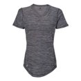 thumbnail image 1 of T-Shirt Technique à Col en V pour Femmes, m, Noir Mélangé, 1 of 1