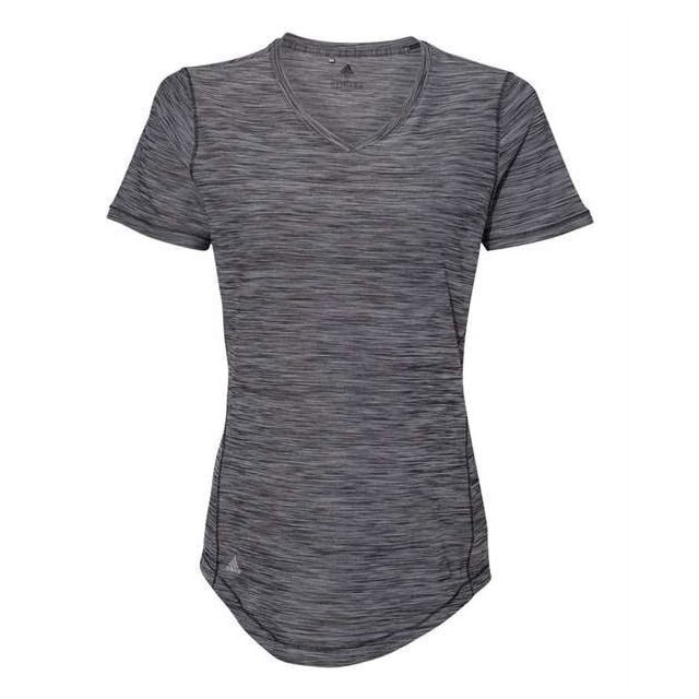 T-Shirt Technique à Col en V pour Femmes, m, Noir Mélangé