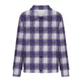thumbnail image 5 of Mceream Women's Ribbed Knit Shacket Button Down Plaid Jackets Long Sleeve Sweater Shirts Fall Winter Trendy Cardigans Plus Size Winter Warm Outwear Chaqueta De Invierno Para Mujer Purple M, 5 of 5