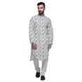 thumbnail image 1 of Atasi Button Down Asymmetric Printed Long Sleeve Rayon Kurta Pyjama Set, 1 of 4