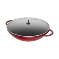 thumbnail image 2 of STAUB Specialities 37 cm / 14.5 inch Cast Iron Wok With Glass Lid, Cherry, 2 of 4