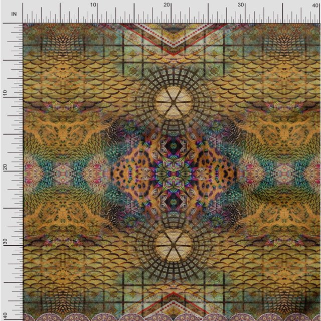 Soimoi Moss Georgette Fabric Mandala Panel Print Sewing Fabric Yard 42 Inch Wide