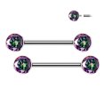 thumbnail image 1 of BodyJewelryOnline Nipple Barbell Implant Grade Titanium with CZ bezel Set Internally Threaded Women, 1 of 6
