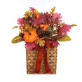 thumbnail image 1 of Panier en bambou avec citrouilles et fleurs, 1 of 4