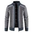 thumbnail image 2 of DPTALR Men Casual Patchwork Long Sleeve Knitting Cardigan Zipper Sweater, 2 of 4