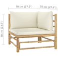 thumbnail image 4 of vidaXL 3 Piece Garden Lounge Set with Cream White Cushions Bamboo, 4 of 5