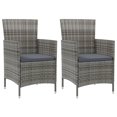 thumbnail image 1 of vidaXL Garden Chairs with Cushions 2 pcs Poly Rattan Grey, 1 of 5