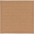 thumbnail image 1 of Unique Loom Extérieur Collection Transitionnel Intérieur & Extérieur Casual Rayé Zone Frontière Tapis, 6' Carré, Brun Clair / Olive, 1 of 1