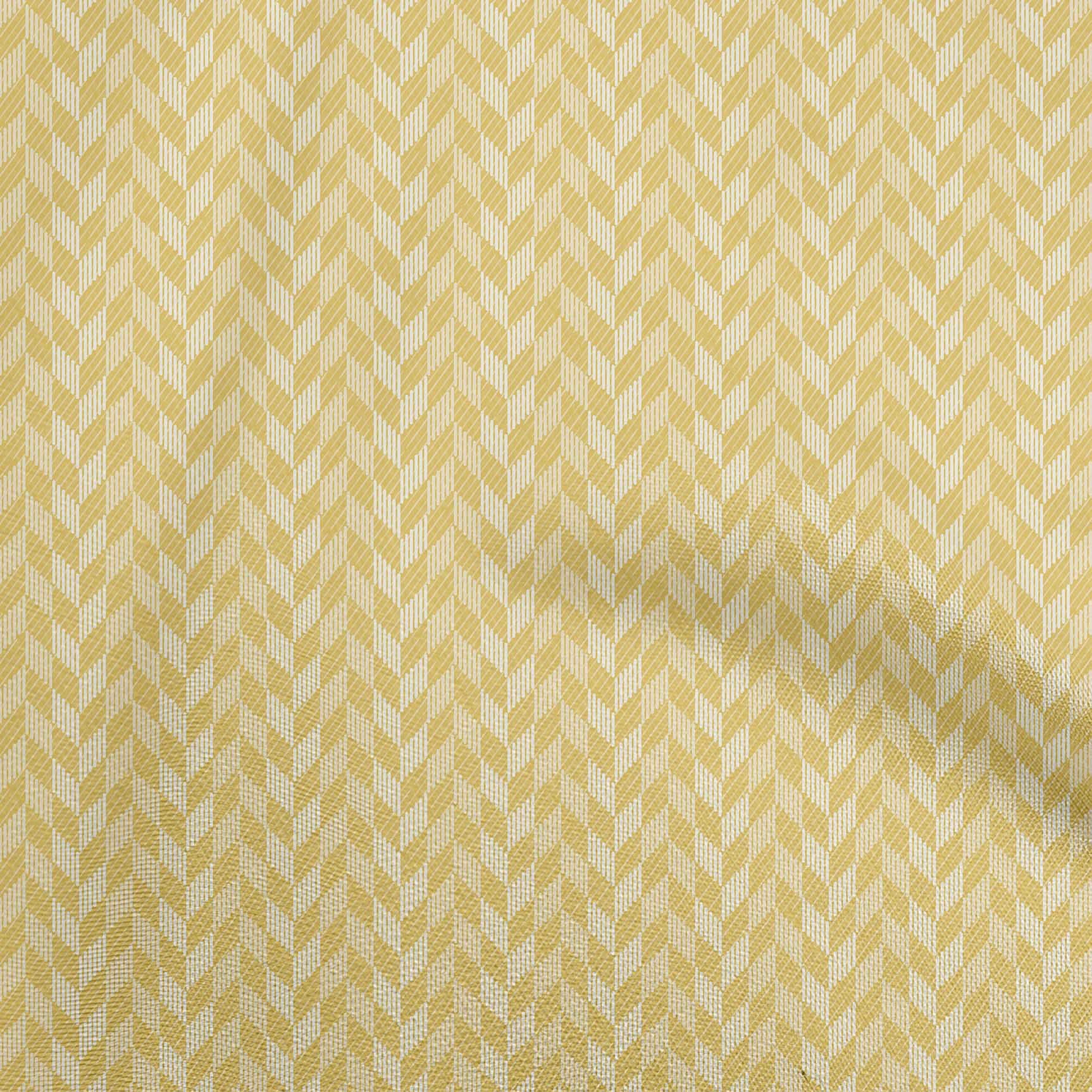 oneOone Silk Tabby Yellow Fabric Geometric Sewing Material Print Fabric By The Yard 42 Inch Wide