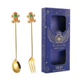thumbnail image 4 of Stainless Steel Dessert Spoons Forks Tea Spoons Stainless Steel Christmas Spoons gingerbread blue, 4 of 9
