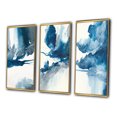 thumbnail image 3 of Designart "Solitary Majesty in Imperial Blue Splendor I" Abstract Liquid Ink Framed Wall Art Set Of 3 - Blue Modern Frame Canvas Set For Living Room Decor, 3 of 6
