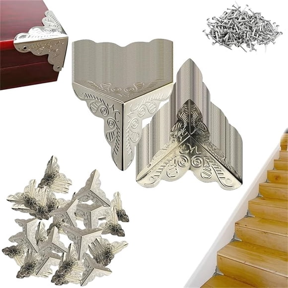 Chmadoxn Tools&Home Improvement Wooden Steps Stair Dusts Corners Decorative 100PCS Antique Dusts Corners For Stairs 25mm Vintage Edges Guard With Screws Vintage Stair Dusts Corners A chopper