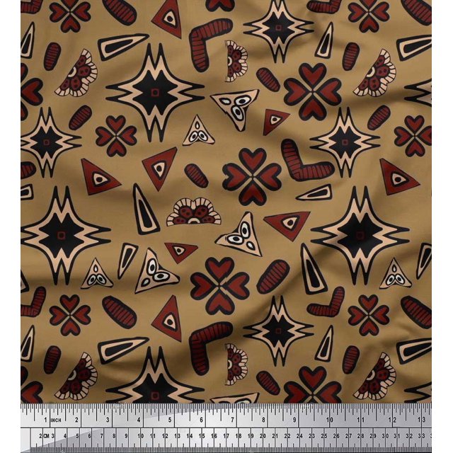 Soimoi Polyester Crepe Fabric Flower Artistic Print Fabric by The Yard 42 Inch Wide
