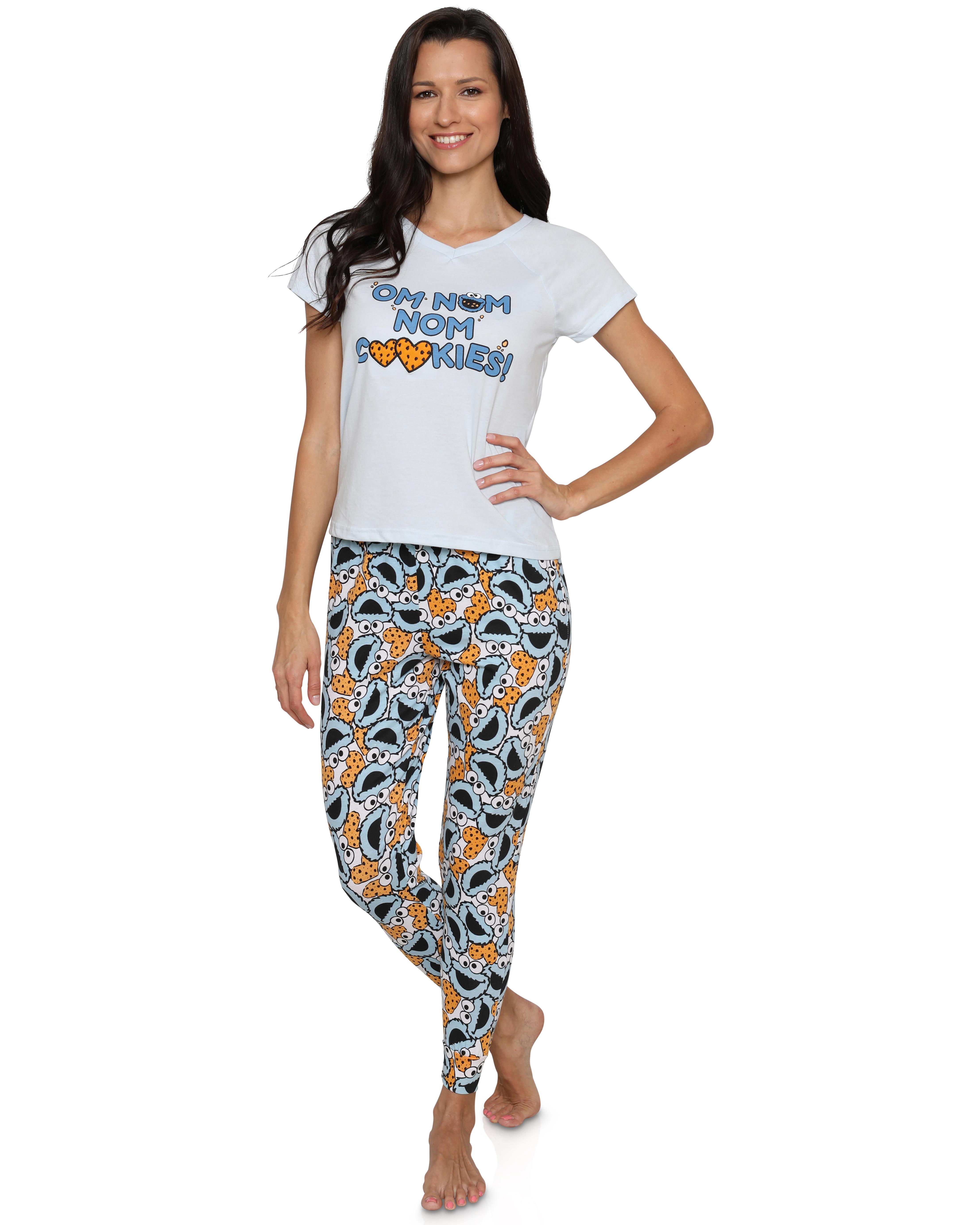 Sesame Street Pyjama pour Femmes, Haut à Manches Courtes et Pantalon de Détente