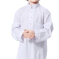thumbnail image 4 of Kcodviy Thobe Arabe Thobe Musulman Barboteuse pour Bébé Shorts Longs Garçons Kaftan à Manches Longues Robe Ras du Cou Robe Nationale Garçons Adolescents Ensemble de Robe Brodée à Manches Longues Vêtements pour Enfants Arabes Robe, 4 of 6