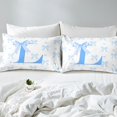 thumbnail image 4 of Erosebridal Initial L Letter Sheet Set Full, Blue Ribbon Full Sheet Sets, Chic Monogrammed Bedding Sets Full Size, Microfiber Bedroom Decor, 4pcs, 4 of 7
