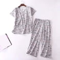 thumbnail image 2 of 2025 Ensemble de Pyjama en Coton pour Femmes Ensemble de Pyjama d'Été pour Femmes Haut à Manches Courtes Pantacourt de Pyjama pour Femmes Robe Pantalon Vêtement de Nuit, 2 of 6