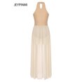 thumbnail image 4 of iiniim Women Lyrical Dance Dress Halter Color Block Flowy Maxi Dress for Ballet Modern Contmporary Nude M, 4 of 6